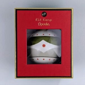 Spode Kit Kemp Ornament Geo Bauble Bone China Geometric Design White Green NWT